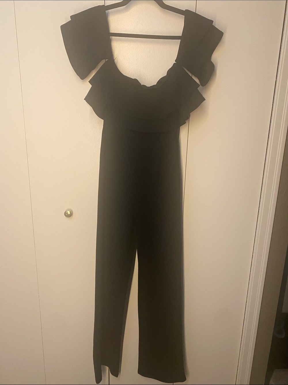 Black Ruffle-Detail Women’s Jumpsuit